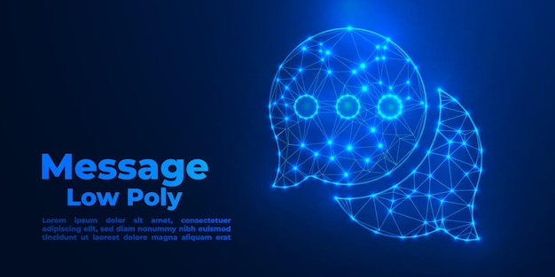 Niedriges Poly-E-Mail-Symbol auf dunkelblauem Gradienten-Hintergrund elegantes geometrisches und minimalistisches Umschlagdesign für digitale Kunst 3D-Modellierung und UIUX-Konzepte
