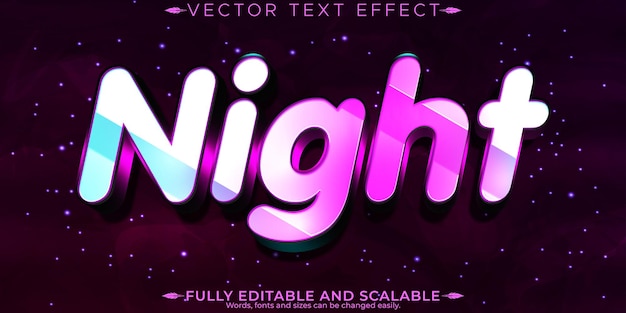 Vektor night disco text-effekt bearbeitbares nachtleben und lebendiger anpassbarer schriftstil