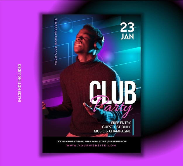 Night Party Music Gradient Lighting Farbenfrohes Social-Media-Poster-Template-Design für Club