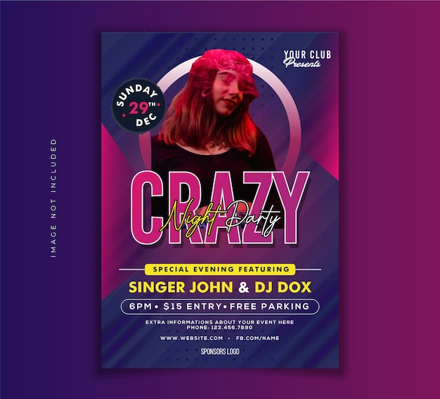 Night Party Music Gradient Lighting Farbenfrohes Social-Media-Poster-Template-Design für Club