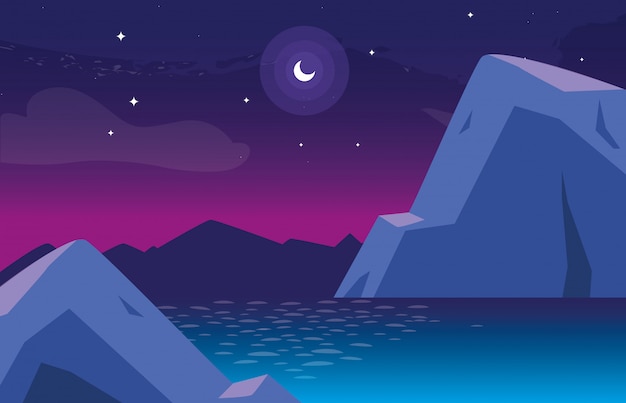 Nightscape mit Seeszenenikone