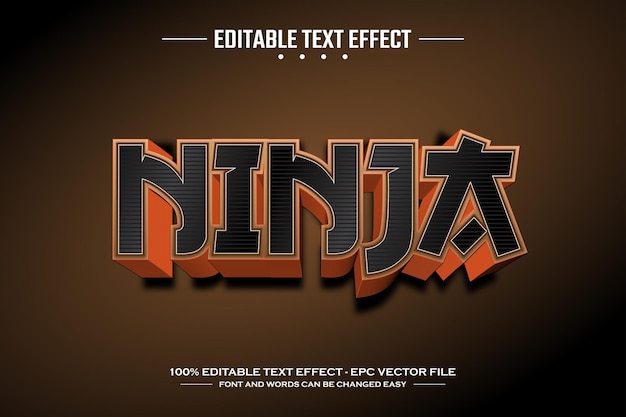 Ninja 3D bearbeitbare Texteffektvorlage