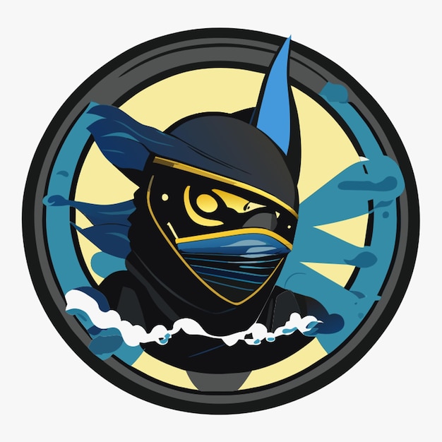 Ninja-fisch in kreisvektor-illustration
