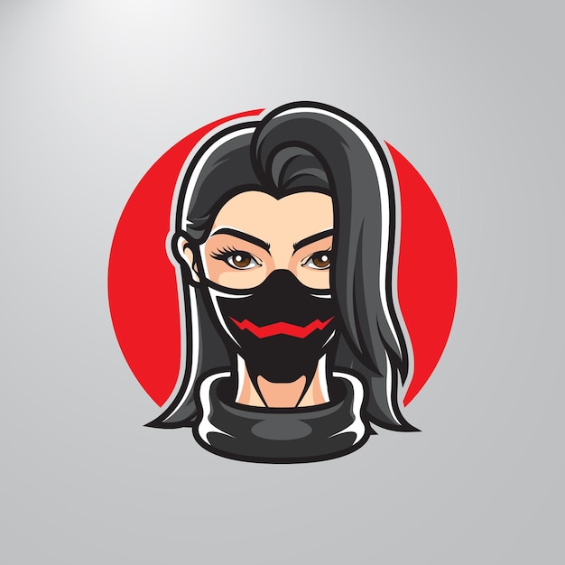 Ninja girl head sport logo