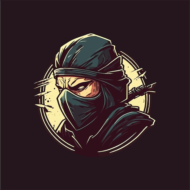 Vektor ninja im sketch-stil, esports-maskottchen-design, gaming-logo, illustration