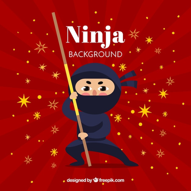 Ninja krieger hintergrund mit flachen design