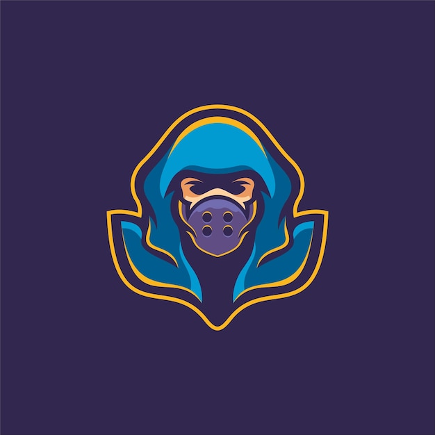 Vektor ninja maske kopf cartoon logo vorlage illustration esport logo gaming premium vektor