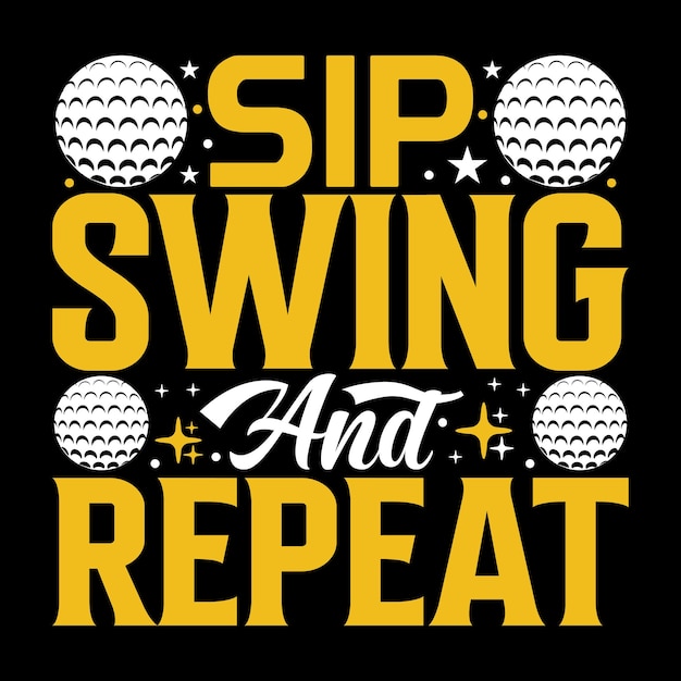 Nippen Sie an einem Schwung und wiederholen Sie den Sport eines Golfspielers. Einzigartiges Typografie-T-Shirt-Design. Golf-Shirt-Vorlage