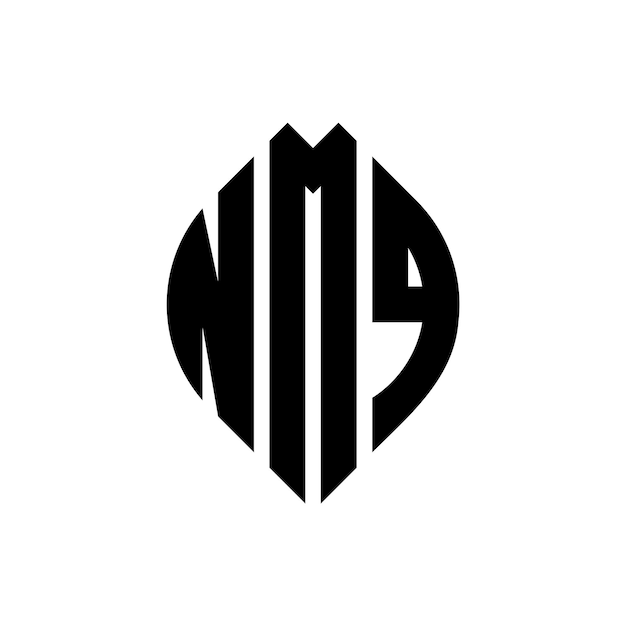 Vektor nmq kreisbuchstaben-logo-design mit kreis- und ellipseform nmq ellipse-buchstaben mit typografischem stil die drei initialen bilden ein kreis-logo nmq kreise-emblem abstract monogramm buchstaben-marke vektor