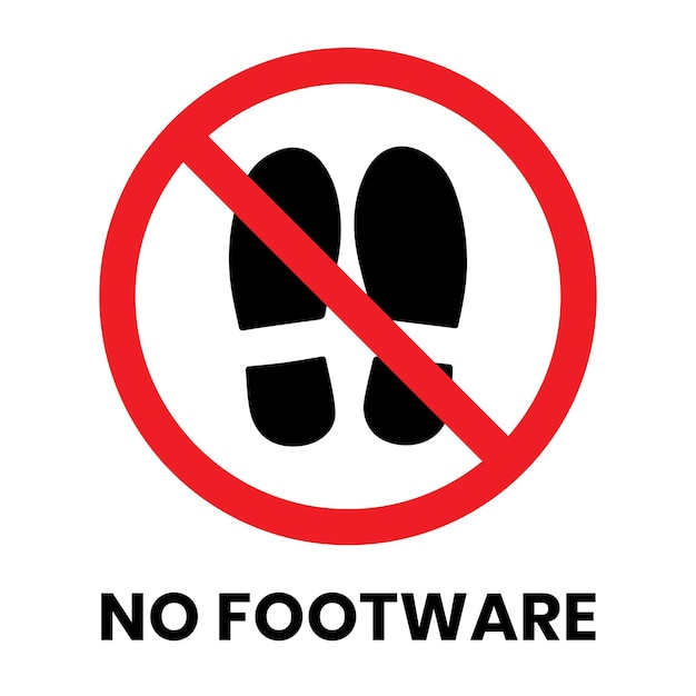 Vektor no footware sign sticker mit textinschrift auf isoliertem hintergrund