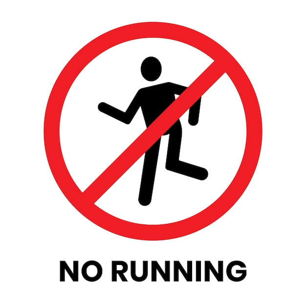 No runing sign sticker mit textinschrift auf isoliertem hintergrund