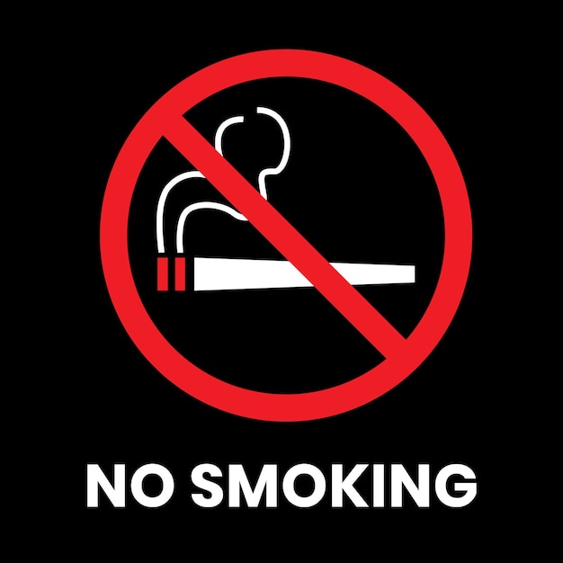 No smoking sign sticker mit inschrift auf isoliertem hintergrund