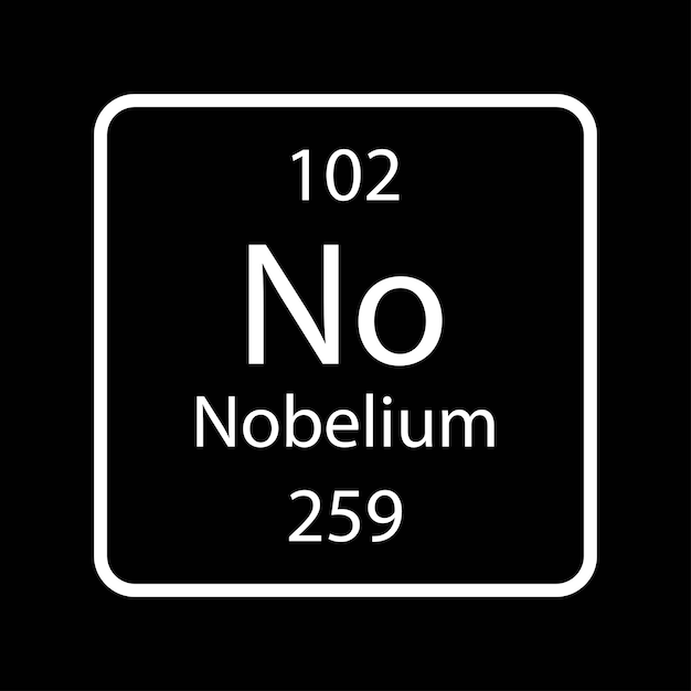 Nobelium-symbol chemisches element des periodensystems vektorillustration