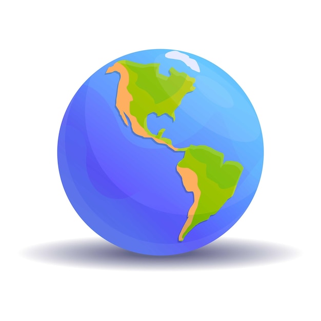Nord-Südamerika Globus-Symbol Karikatur von Nord-Sud-Amerika Globus-Vektor-Symbole für Web-Design isoliert auf weißem Hintergrund
