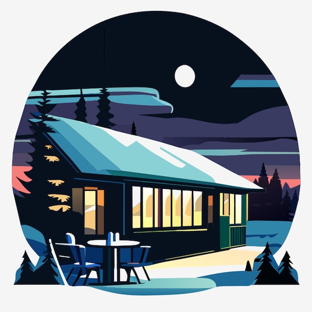 Vektor nordlichter-café-vektorillustration