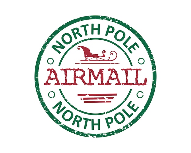 Nordpol luftpost weihnachtsmann hauptpost grunge stempel design mit weißem hintergrund