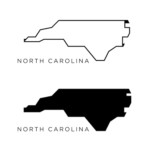 Vektor north carolina city staaten der usa kartensymbol umrissstil und flache vektorsilhouetten