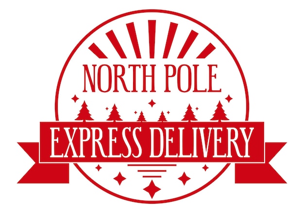 North pole express delivery rundes stempeldesign für handgemachte geschenke und grußkarten