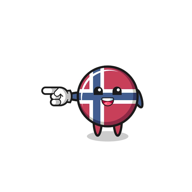 Norwegen-flaggenkarikatur mit nach links zeigender geste