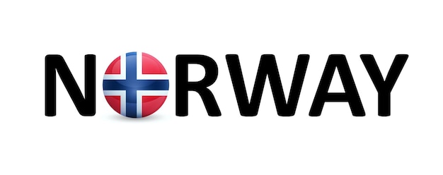 Vektor norwegen-vektorschild mit runder flagge im text