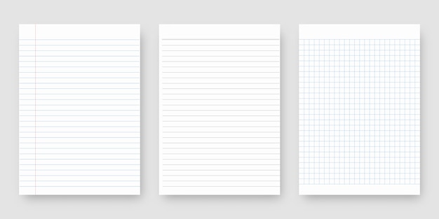 Notebook-Papierset. Blatt liniertes Papier