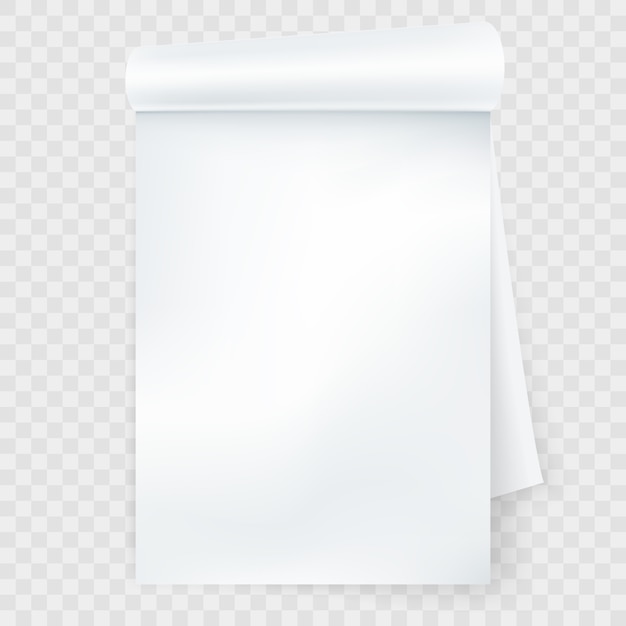Vektor notizbuch mit gerollter seite auf transparentem hintergrund. und beinhaltet auch