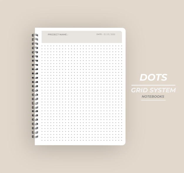 Notizbuchblatt kariert mit dotted grid design