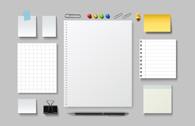 Notizbücher und Notizblätter Büroartikel Vektorillustration