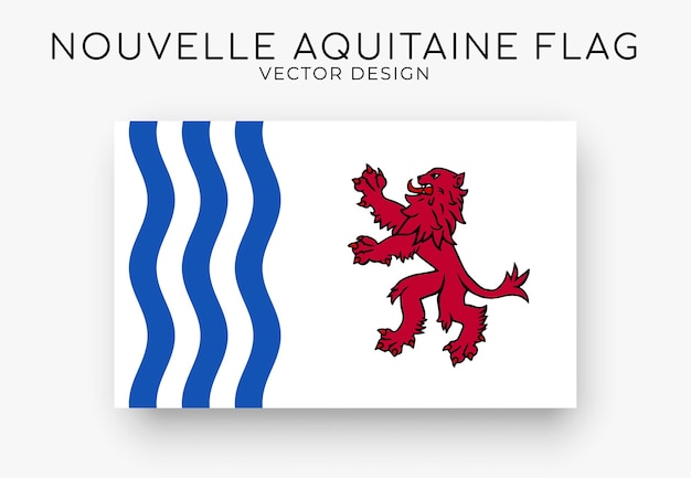 Nouvelle aquitaine-flagge detaillierte flagge auf weißem hintergrund vektorillustration