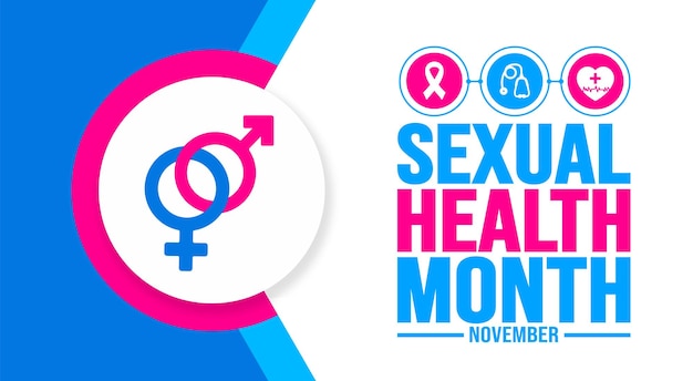 November ist die Hintergrundvorlage für den Nationalen Monat der sexuellen Gesundheit. Hintergrundbanner für das Feiertagskonzept