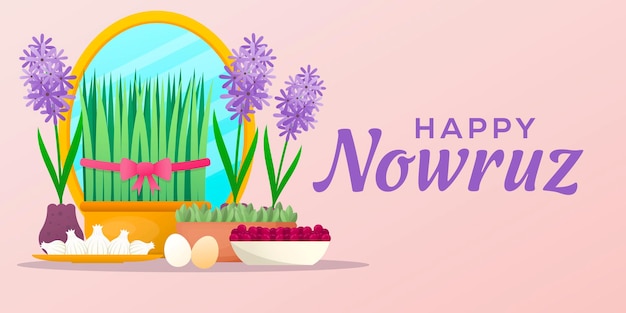 Nowruz-Festival horizontales Banner-Illustrationsdesign
