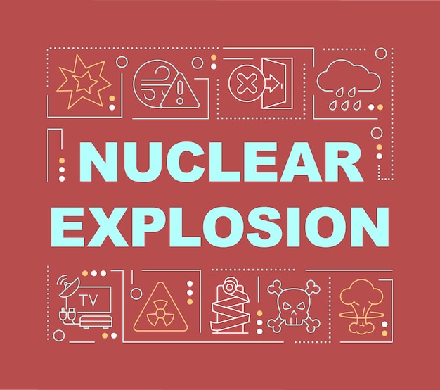 Nukleare explosion wortkonzepte rote fahne