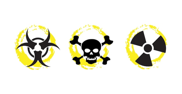 Vektor nukleare strahlung chemische biologische symbolsatz giftiges zeichen biohazard-symbol vektor-illustration