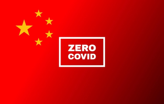 Null-covid-text auf dem hintergrund der chinesischen flagge china-null-covid-politikkonzept vektorillustration