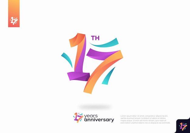 Nummer 17 Logo Icon Design, 17. Geburtstag Logo Nummer, Jubiläum 17