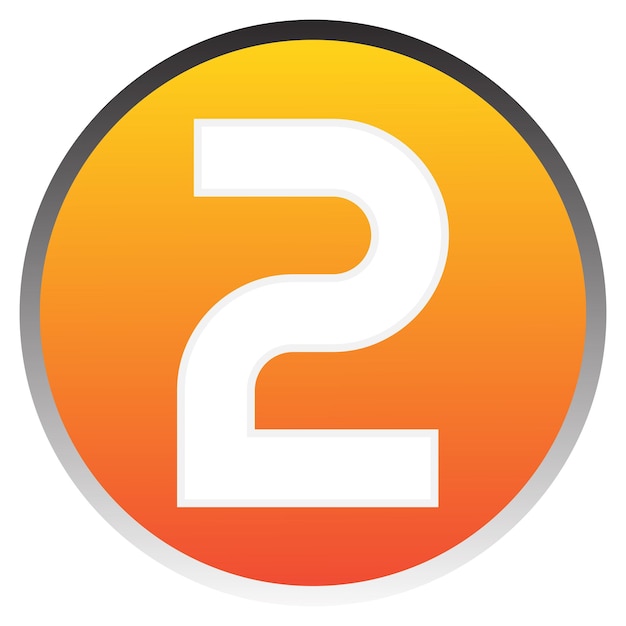 Vektor nummer 2 zeichen-design-vorlageelement vektor orangefarbenes gradienten-symbol auf weißem papier bei weiß