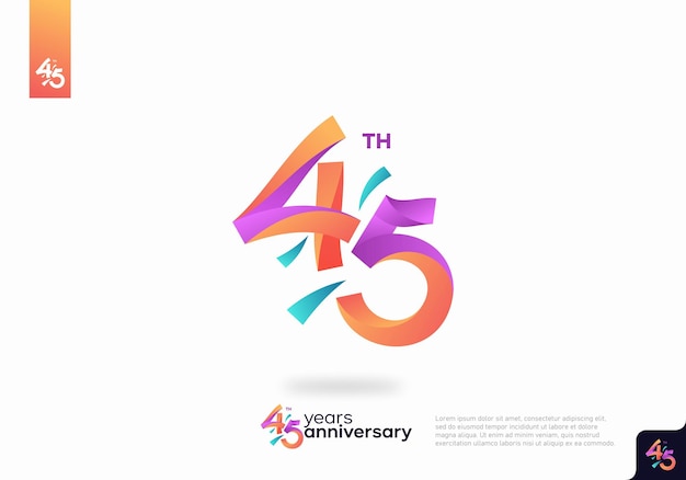 Nummer 45 Logo Icon Design, 45. Geburtstag Logo Nummer, Jubiläum 45