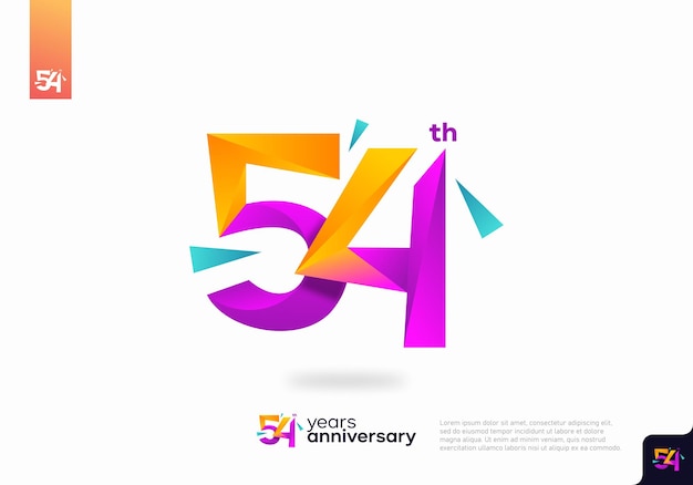 Vektor nummer 54 logo icon design, 54. geburtstag logo nummer, jubiläum 54