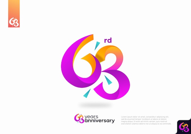 Nummer 63 logo icon design, 63. geburtstag logo nummer, jubiläum 63