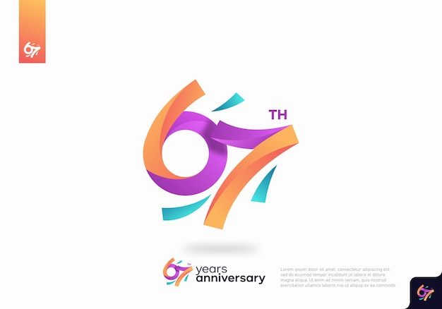 Nummer 67 logo icon design, 67. geburtstag logo nummer, jubiläum 67