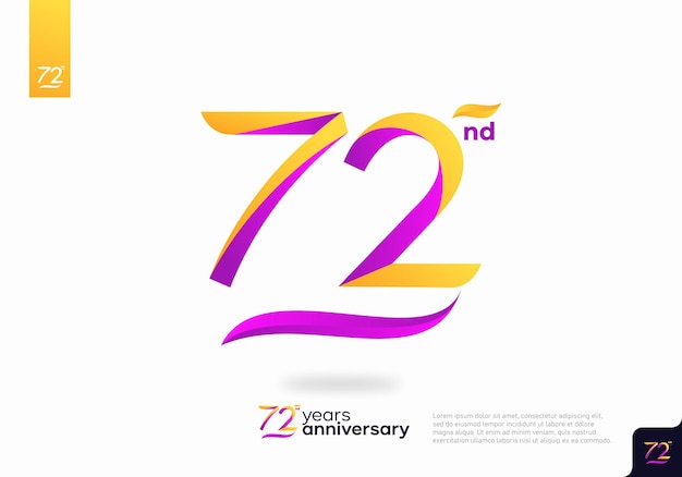 Nummer 72 logo-icon-design, 72. geburtstags-logo-nummer, jubiläum 72