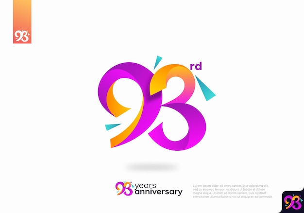 Vektor nummer 93 logo icon design, 93. geburtstag logo nummer, jubiläum 93