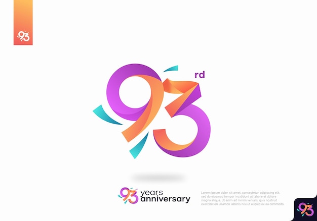 Nummer 93 logo icon design, 93. geburtstag logo nummer, jubiläum 93