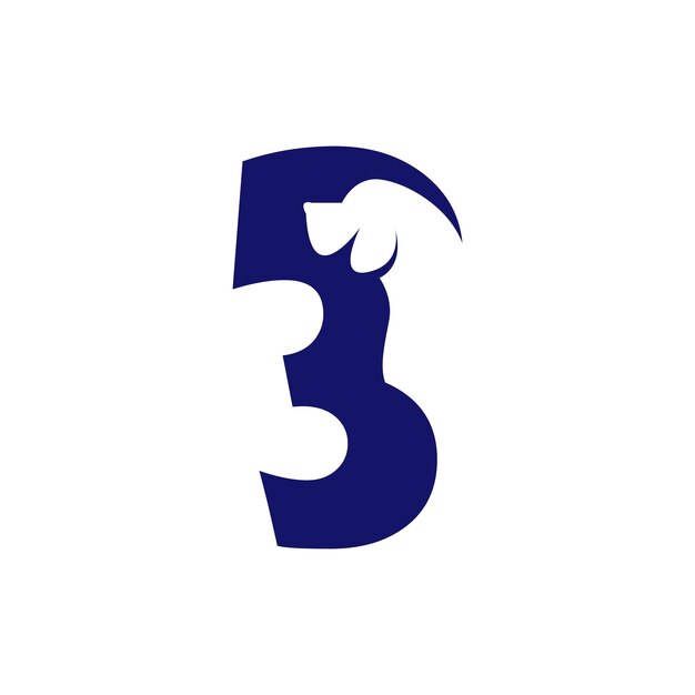 Vektor nummer drei mit einem negativen weltraumhund-logo