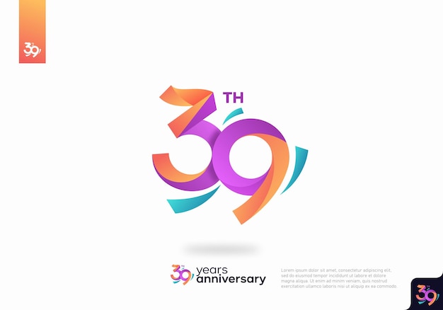 Vektor nummer 39 logo icon design, 39. geburtstag logo nummer, jubiläum 39