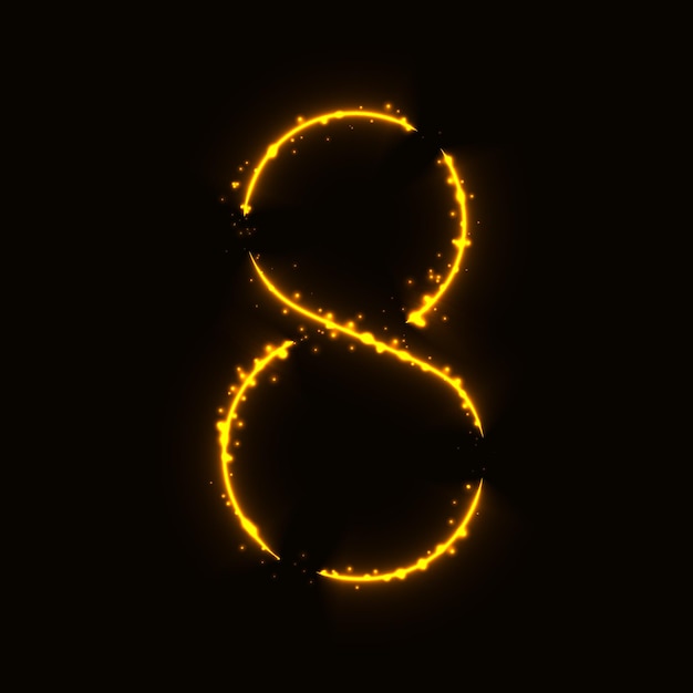 Vektor nummernsymbol von goldlichtern auf dunklem hintergrund