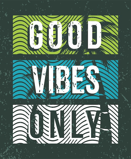 Vektor nur gute vibes-typografie mit palmen-poster-designs