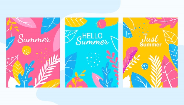 Vektor nur sommer. hallo sommer floral banner set