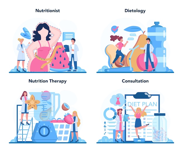 Nutritionist concept set illustration