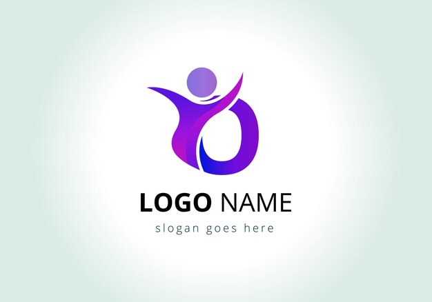 O-Buchstaben mit abstrakten Personen Logo-Design-Vektorvorlage